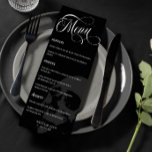 Crâne foncé Beau Script Goth Menu Mariage<br><div class="desc">Goth menu mariage dans les tons fusain,  noir et blanc avec crâne et jolies polices.</div>