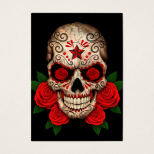 Crâne foncé de sucre avec les roses rouges
