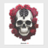 Crâne foncé et gothique et Sticker en vinyle Rose (Feuille)