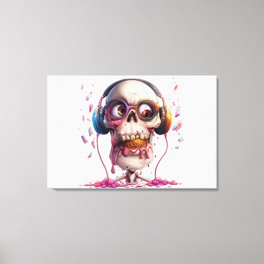 Crâne funky avec impression d'art de casque audio (Recto)