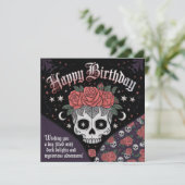 Crâne gothique et carte d'anniversaire Rose (Debout devant)