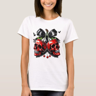 Crâne gothique et cerises T-shirt Halloween