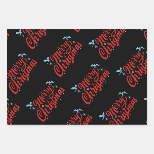 Crâne gothique et dragon Joyeux papier cadeau de N (Devant 2)