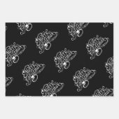 Crâne gothique et dragon Joyeux papier cadeau de N (Devant)