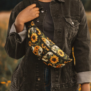 Crâne gothique et tournesol d'été