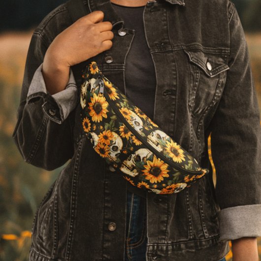 Crâne gothique et tournesol d'été