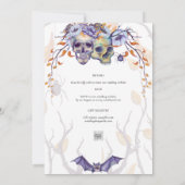 Crâne gothique Faire-part de mariage violet orange (Dos)