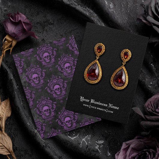 Crâne gothique violet noir Carte d'oreille Hallowe