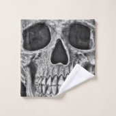Crâne gothique Visage noir et blanc Gros plan (Gant de toilette)