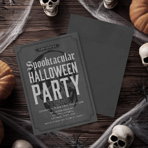 Crâne gris Spooktacular Halloween Party Invitation