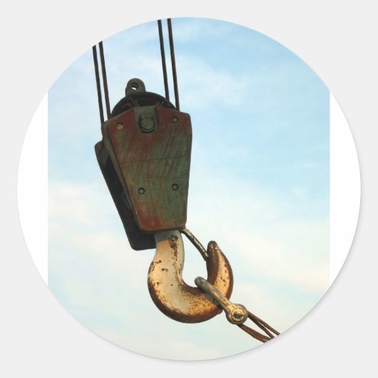 Crane Hook Ronde Sticker (Voorkant)
