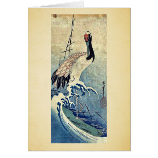 Crane in Waves door Ando, Hiroshige Uiyoe.