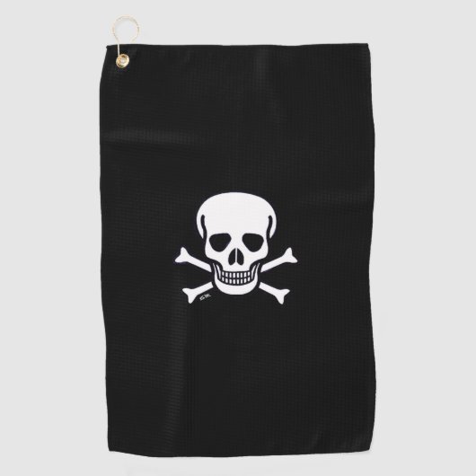 Crâne n Bones serviette de golf noire (Devant)