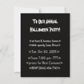 Crâne noir blanc Halloween Invitations (Dos)