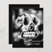 Crâne noir blanc Halloween Invitations (Devant / Derrière)