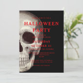 Crâne noir d'horreur Adulte Halloween Invitation (Debout devant)