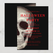Crâne noir d'horreur Adulte Halloween Invitation (Devant / Derrière)