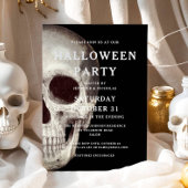Crâne noir d'horreur Adulte Halloween Invitation