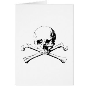 Crâne noir et blanc et os