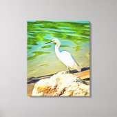 Crane on the Mismaloya River 0335 Art Canvas Afdruk (Voorkant)