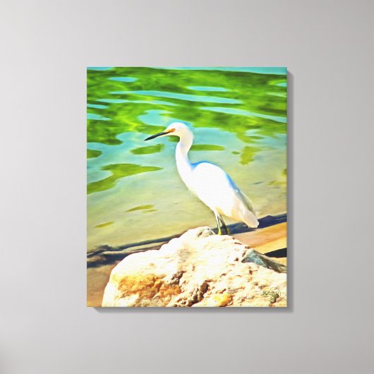 Crane on the Mismaloya River 0335 Art Canvas Afdruk (Voorkant)