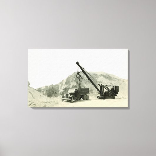 Crane Operator Crane Loading Truck antiek Canvas Afdruk (Voorkant)