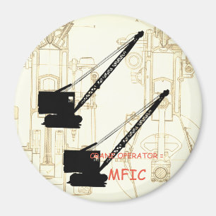 Crane operator = VINTAGE CRAWLER CRANE black Magneet