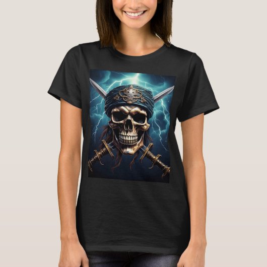 Crâne pirate avec T-shirt épée (Devant)