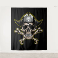Crâne pirate Capitaine Royal Treasure Tapisserie