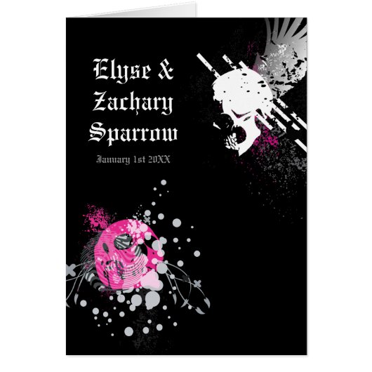crâne pirate hi-fi invitations de mariage (Devant)