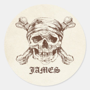 Crâne pirate n os croisés Autocollants de nom pers