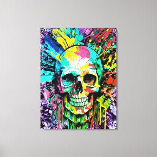 Crâne pirate - toile crâne colorée Imprimer