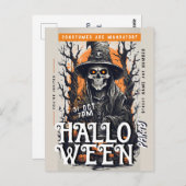 Crâne pleine lune blanc Halloween Party Invitation (Devant / Derrière)