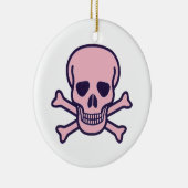 Crâne rose blanc rond ornement céramique (Droite)