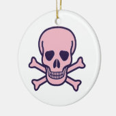 Crâne rose blanc rond ornement céramique (Gauche)