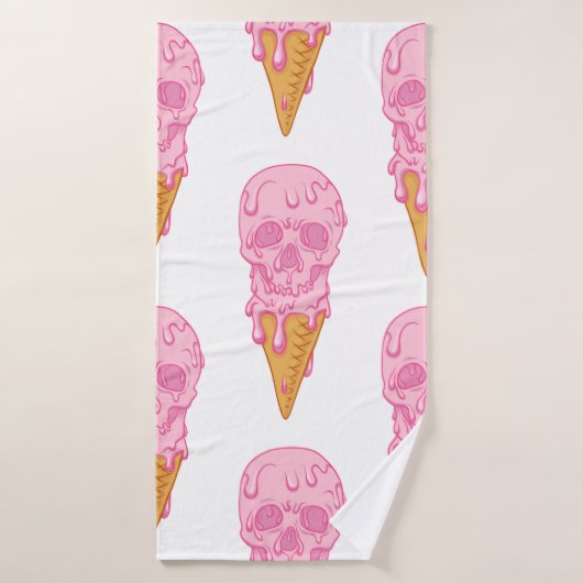 Crâne rose - crème glacée. Contexte motif transpar (Serviette de bain)
