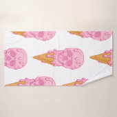 Crâne rose - crème glacée. Contexte motif transpar (Serviette de bain)