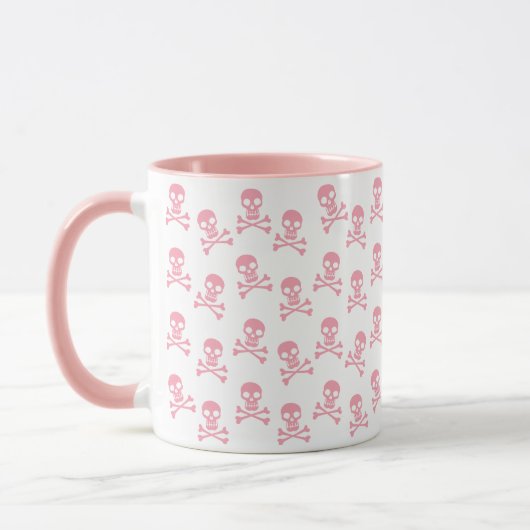 Crâne Rose Cute Et Motif Crossbones Mug (Gauche)