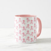 Crâne Rose Cute Et Motif Crossbones Mug (Devant droit)