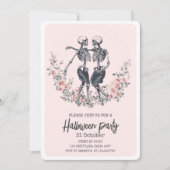 Crâne rose Effrayant Invitation de la fête d'Hallo (Devant)