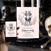 Crâne rose Effrayant Invitation de la fête d'Hallo