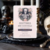 Crâne rose Effrayant Invitation de la fête d'Hallo