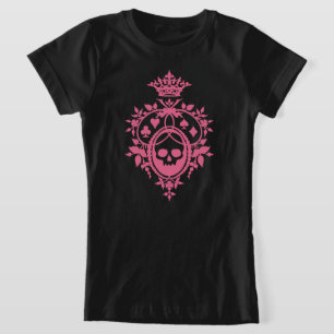 Crâne rose Et Costume Carte Crest T-Shirt