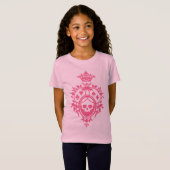 Crâne rose Et Costume Carte Crest T-Shirt (Devant entier)