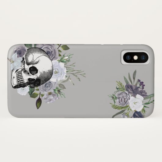 Crâne Rose noir blanc goth Coque d'Halloween (Dos (Horizontal))