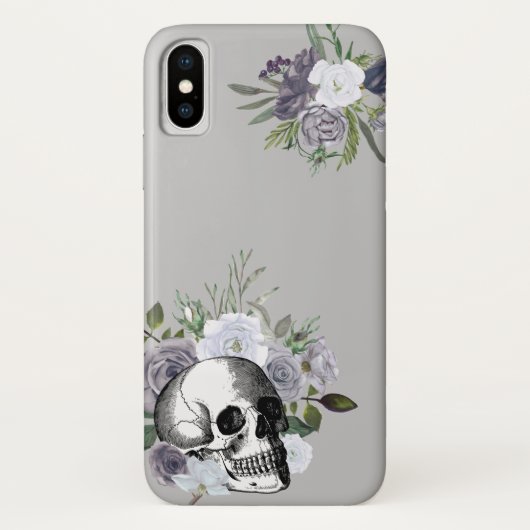 Crâne Rose noir blanc goth Coque d'Halloween (Dos)