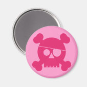 Crâne rose pirate - Aimant (Recto/Verso)