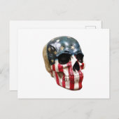 Crâne rouge blanc et bleu sur carte postale (Devant / Derrière)
