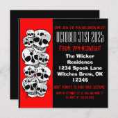 Crâne rouge noir peint invitations Halloween (Devant / Derrière)