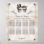 Crâne Rouge Rose 8 Plan de table Mariage Poster as (Devant)
